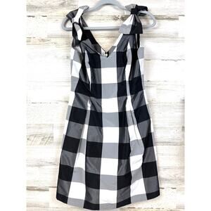 Tyler Boe Womens 8 Black White Gingham Penelope Taffeta Bow Tie Mini Dress